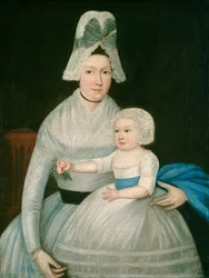 Mutter und Kind in Weiß, um 1790