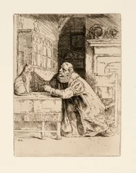 Montaigne und die Katze. Illustration zu Izaak Walton und Charles Cotton