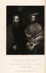 Porträt von Sebastiano del Piombo, italienischer Maler der Hochrenaissance und frühen Manierismus, ca. 1485-1547, mit Kardinal Ippolito de