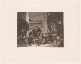Interieur mit einem Arzt und einem Barbier