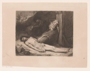 Maria und Johannes der Täufer trauern am Körper Christi