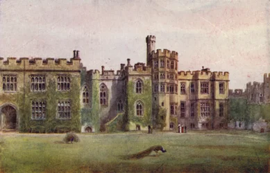 Warwick Castle: Der Kapelleneingang (Farblithografie)