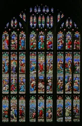 Die Geburt Christi und das Thema der Taufe, 1859 (Buntglas)