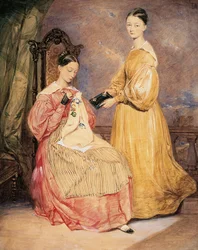 Porträt von Florence Nightingale (1820-1910) mit ihrer Schwester Frances Parthenope, Aquarell von William White Warren (1832-1911 oder 1912)