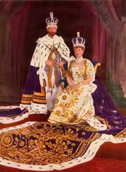 Ihre Majestäten König Georg V. und Königin Mary in ihren Krönungsroben, 1911, 1951