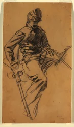 Zeichnung, Kavalleriesoldat zu Pferd, 1863