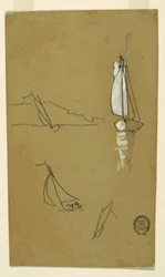 Vier Skizzen von Schaluppen, 1880