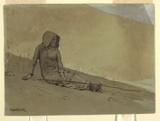 Mädchen auf einem Hügel sitzend, 1878