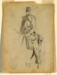 Zeichnung, Berittener Kavallerieoffizier, 1862