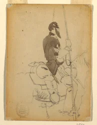 Zeichnung, Berittener Kavallerist, 1862