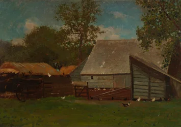 Bauernhof mit Enten und Hühnern