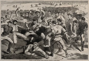 Ferien im Lager - Soldaten spielen Fußball, 1865