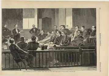 Geschworene hören dem Anwalt zu, Oberster Gerichtshof, Neues Rathaus, New York