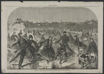 Schlittschuhlaufen auf dem Damen-Schlittschuhteich im Central Park, New York, 1860