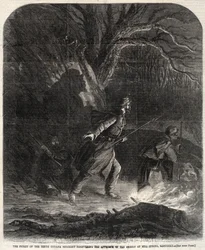 Die Vorhut des zehnten Indiana-Regiments entdeckt den Anmarsch der Rebellen bei Mill Spring, Kentucky