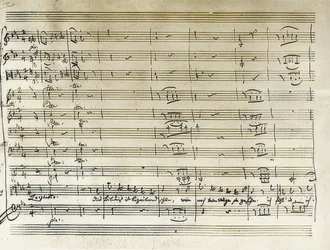 Eigenhändige Niederschrift des Beginns der Bildnis-Arie Taminos aus der Zauberflöte