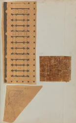 Seite aus einem Sammelalbum mit Zeichnungen und mehreren Drucken der Architektur, ca. 1800-1850