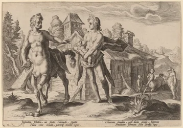 Apollo vertraut Chiron die Erziehung von Asklepios an