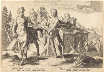 Apollo vertraut Chiron die Erziehung von Asclepius an