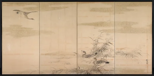 Gänse, Schilf und Wasser, 1800er Jahre