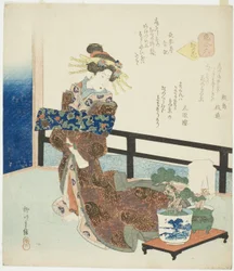 Nr. 6: Blume der Hauptstadt (Miyako no hana), aus der Serie "Ein Vergleich der Blumen (Hana awase)"