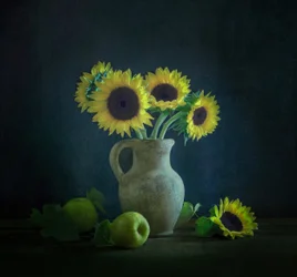 Sonnenblumen Grüne Äpfel