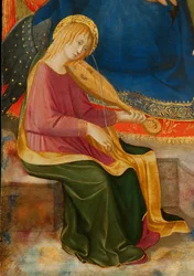 Madonna der Demut mit zwei musizierenden Engeln. (Detail), ca. 1450