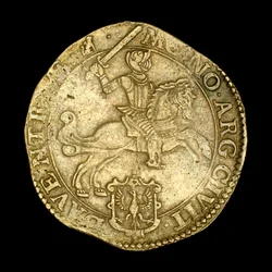Antike Münze mit Ritter zu Pferd