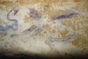 Dämon, Fresko, Grab der Blauen Dämonen, Nekropole von Tarquinia (UNESCO-Welterbeliste, 2004), Latium, Italien, etruskische Zivilisation, 5. Jahrhundert v. Chr.