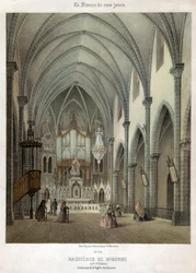 Innenraum der Karmeliterkirche in Bagnères-de-Bigorre. ca. 1870 (Gravur)