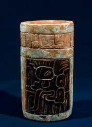 Maya-Bestattungsgefäß aus Tikal, Peten, Guatemala, Klassische Periode, ca. 300-900 n. Chr. (Keramik)