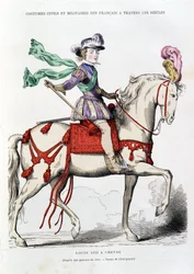 Ludwig XIII. zu Pferd nach einem Stich von 1615 - Zeichnung von Chevignard