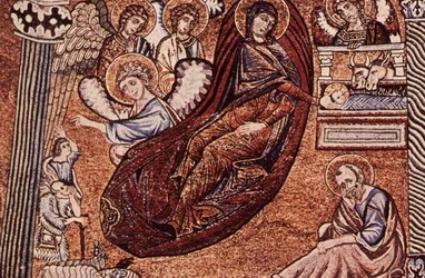 Reproduktion des Mosaiks der Geburt Christi im Baptisterium, Florenz
