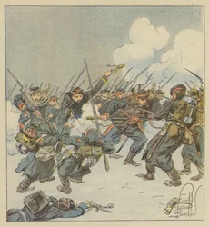 Bajonettangriff der 22. Mobilen (Dordogne) in der Schlacht von Saint-Jean-sur-Erve