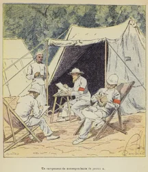 Ein Lager von Zeitungskorrespondenten