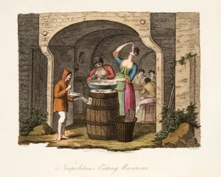 Neapolitaner essen Makkaroni, aus Italian Scenery, veröffentlicht 1806