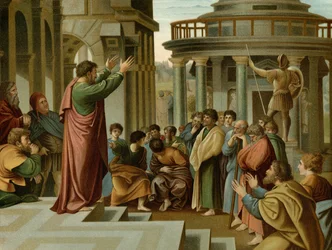 Paulus predigt in Athen