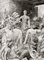 Psamtik I. von Ägypten betritt die Stadt Azotus oder Ashdod, aus Hutchinsons Geschichte der Nationen, veröffentlicht 1915