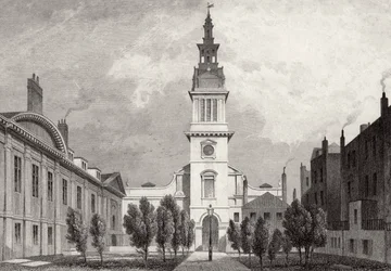 Christ Church und ein Teil des Christs Hospital, 1831
