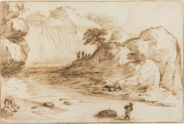 Landschaft mit Wasserfall