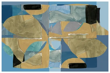 Blau-Braune Abstrakte Collage
