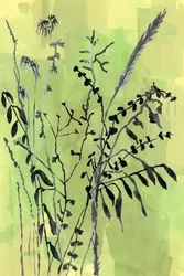 Grüne botanische Silhouetten