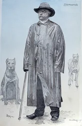 Kanzler Bismarck und seine Hunde, Titelillustration aus La Revue Illustrée, graviert von Florian, Oktober 1887