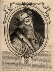 Porträt von Chlothar I. (497 - 561), König von Neustrien und König der Franken - Gravur aus 