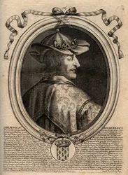Porträt von Chilperich II. (ca. 670 - 721), König von Neustrien - Gravur aus 