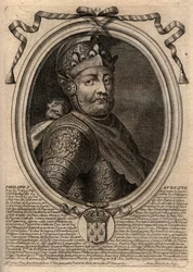 Porträt von Philipp II. genannt Philipp August (1165-1223) - Philipp August II. (1165-1223) König von Frankreich - Gravur aus 