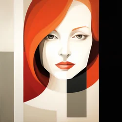 Abstraktes minimalistisches zeitgenössisches Mädchenporträt