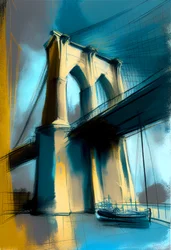 Abstrakte Skizze Brooklyn Bridge auf Leinwand
