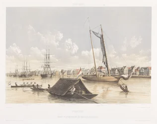 Ansicht der Uferpromenade und Reede von Paramaribo