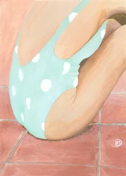 Grüner Polka-Dot Badeanzug
